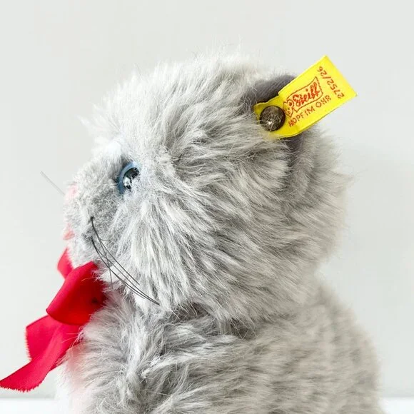 STEIFF Persian Cat Plush Minka Blue Eyes 10” Gray Stuffed Toy Ear Tag W Germany